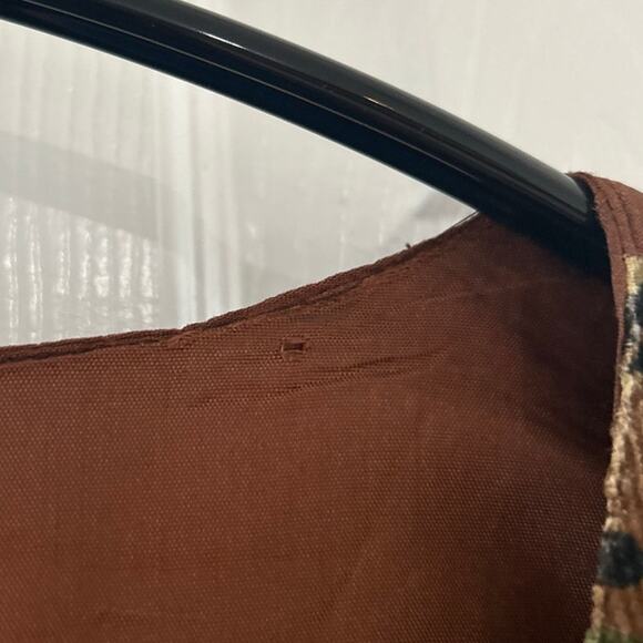 Vintage Oscar de La Renta Brown Olive Green Floral Corduroy Western Vest - Picture 2 of 6